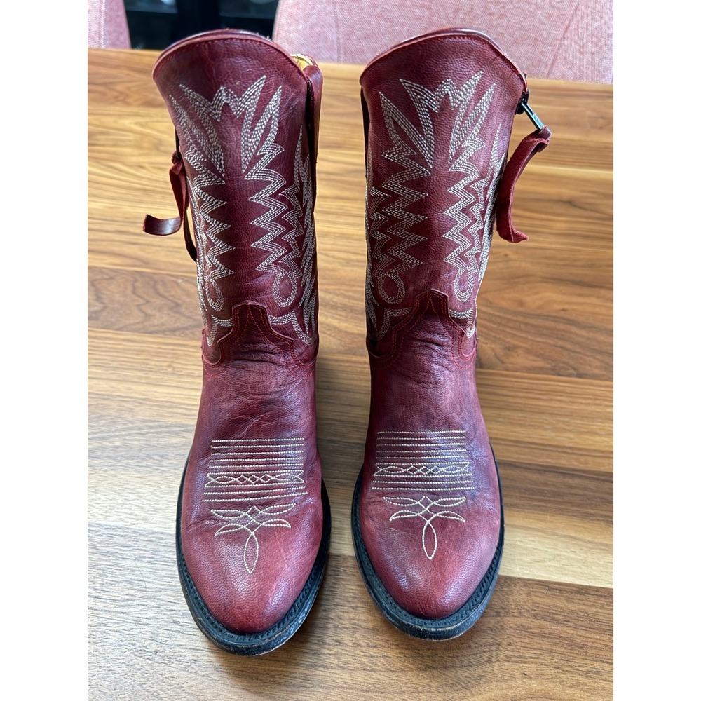 Old Gringo Cowboy Boots Womens 6B Red Leather Western Zip Distressed - Picture 4 of 10